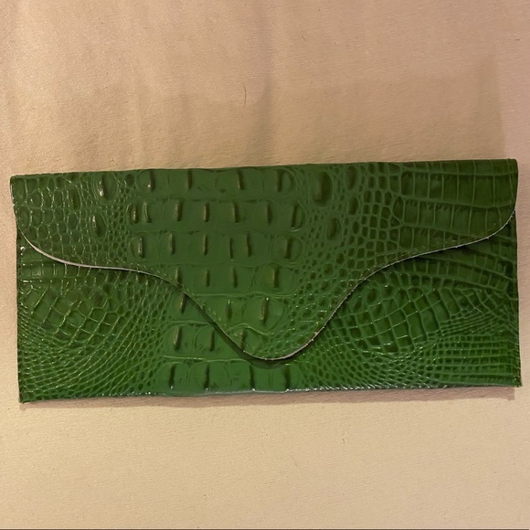 JJ Winters Handbags - JJ Winters Green Faux Crocodile Embossed Clutch